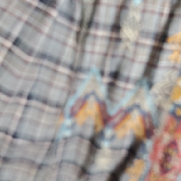 Johnny Was 3J Workshop Flannel Embroidered Tunic With Pearl Snap Buttons Size S - Picture 10 of 16